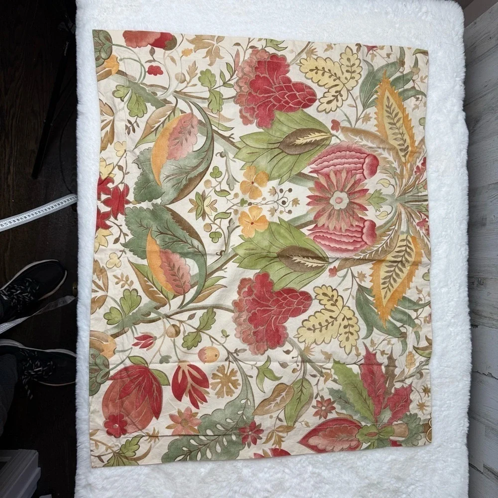 Pottery Barn Sham Courtney Large Floral Cream Sage Gold Red Just One Rare EUC